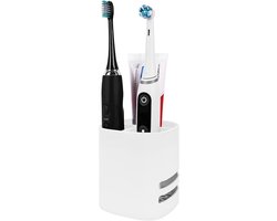 Elektrische Tandpasta Houder van Plastic, Organizer met 3 Vakken voor Tandenborstels, Geschikt voor Oral-B iO en Philips Sonicare (Witte Frame)