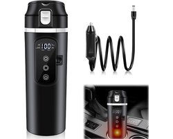 Elektrische waterkoker Geschikt voor in de auto, 500 ml, 12V/24V, met lcd-display, 45-100W, draagbare waterkoker, instelbare temperatuur, kookt water snel.