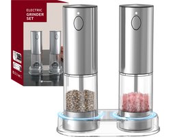 Elektrische Zout- en Pepermolen Set Spænding - Zoutmolen - Instelbare maalgraad - Hervulbaar - Barbecue - BBQ accesoires - Zout peper kruiden