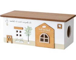 Elektronica Organizer Box - Snoerhouder Bakken - Kabelbeheer Thuis - Stijlvol Hout Design - 40x20x20 cm - Houtkleur