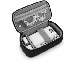 Elektronica-organizer, stevige reistas voor elektronica met handvat, waterdichte en schokbestendige opbergtas voor kabels met uitneembare verdelers voor opladers, snoeren, powerbank en harde schijf, zwart