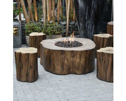 Elementi – Set Manchester Gashaard met 4 krukjes bruin - Vuurtafels - Beton - Bruin