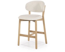 Eleonora barstoel Mikky beige onderstel naturel