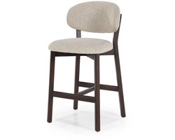 Eleonora barstoel Mikky taupe onderstel bruin