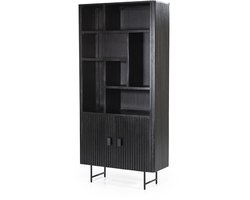 Eleonora boekenkast Remi 96x37x188 cm mangohout zwart