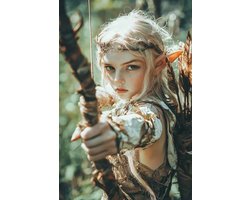 Elf Poster - Boogschutter - Fantasy - Magie - Dromen - Mythisch - Actie - Bogen - posters - formaat 60x90cm - Wanddecoratie - 4679
