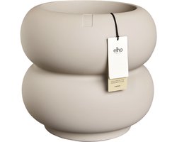 Elho Amber Roll Low 43 - Bloempot voor Binnen & Buiten - 100% Gerecycled Plastic - Ø 43 x H 40 cm - Balanced beige