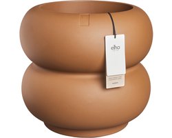 Elho Amber Roll Low 43 - Bloempot voor Binnen & Buiten - 100% Gerecycled Plastic - Ø 43 x H 40 cm - Karamel