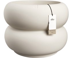 Elho Amber Roll Low 60 - Grote Bloempot voor Binnen & Buiten - 100% Gerecycled Plastic - Ø 59.9 x H 46.1 cm - Linnen wit