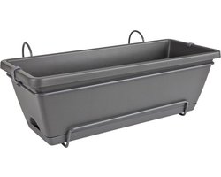 Elho Barcelona Allin1 50 - Balkonbakken met Ophanging - 100% Gerecycled Plastic - L49.5 x B27.5 x H18.5 cm - Antraciet