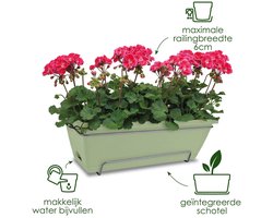 Elho Barcelona Allin1 50 - Balkonbakken met Ophanging - 100% Gerecycled Plastic - L49.5 x B27.5 x H18.5 cm - Esdoorn paars