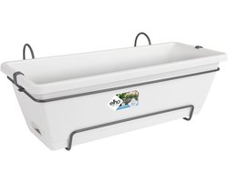 Elho Barcelona Allin1 50 - Balkonbakken met Ophanging - 100% Gerecycled Plastic - L49.5 x B27.5 x H18.5 cm - Wit