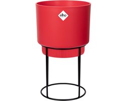 Elho B.for Studio Rond 22 - Bloempot voor Binnen met Plantenstandaard - 100% Gerecycled Plastic - Ø 22.0 x H 38.2 cm - Briljant rood