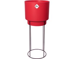 Elho B.for Studio Rond 30 - Bloempot voor Binnen met Plantenstandaard - 100% Gerecycled Plastic - Ø 29.5 x H 68.9 cm - Briljant rood