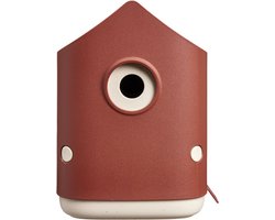 Elho Cosy Bird House 18cm - Vogelhuisje voor Tuin of Balkon - Geschikt voor meer dan 11 Soorten - 100% Gerecycled Plastic - L17.6 x B18 x H23 cm - Toscaans rood