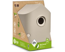 Elho Cosy Bird House 18cm - Vogelhuisje voor Tuin of Balkon - Geschikt voor meer dan 11 Soorten - Gemaakt voor elke dag - L17.6 x B18 x H23 cm - Paddenstoel beige