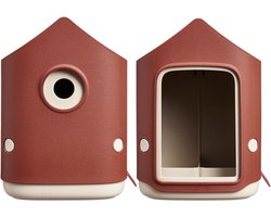 Elho Cosy Bird House and Feeder - Vogelhuisje en Vogelvoederhuisje - 100% Gerecycled Plastic - L17.6 x B18 x H23 cm - Toscaans rood