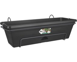 Elho Green Basics Balkonbak Allin1 50 - Plantenbak voor Balkon Buiten - Ø 49.0 x H 16.5 cm - Living black