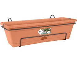 Elho Green Basics Balkonbak Allin1 50 - Plantenbak voor Balkon Buiten - Ø 49.0 x H 16.5 cm - Mild terra