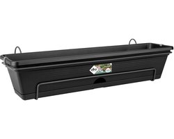 Elho Green Basics Balkonbak Allin1 70 - Plantenbak voor Balkon Buiten - Ø 68.5 x H 16.5 cm - Living black