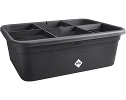 Elho Green Basics Grow Garden l - Grote Kweekbak - Moestuinbak met vakverdelers - 100% Gerecycled Plastic - 76.3 x 57.4 x 26.8 cm - Living black
