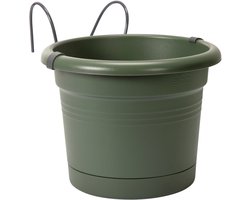 Elho Green Basics Potholder Allin1 Metaal 27 - Bloempot voor Balkon Buiten - Ø 19.5 x H 18.5 cm - Blad groen