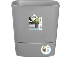 Elho Greensense Aqua Care Vierkant 38 - Bloempot voor Binnen met Waterreservoir - 100% Gerecycled Plastic - Ø 38.0 x H 38.9 cm - Licht beton