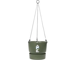 Elho Greenville Hangschaal 24 - Hangpot voor Buiten - 100% Gerecycled Plastic - Ø 23.5 x H 20.5 cm - Blad groen