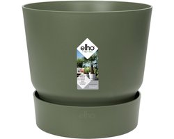Elho Greenville Rond 20 - Bloempot voor Buiten met Waterreservoir - 100% Gerecycled Plastic - Ø 19.5 x H 18.4 cm - Blad groen