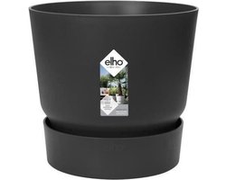 Elho Greenville Rond 30 - Grote Bloempot voor Buiten met Waterreservoir - 100% Gerecycled Plastic - Ø 29.5 x H 27.8 cm - Living black