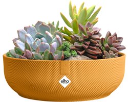 Elho Jazz Bowl 28 - Bloempot voor Binnen - 100% Gerecycled Plastic - Ø 27.5 x H 9.0 cm - Amber geel