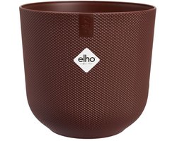 Elho Jazz Rond 14 Bloempot voor Binnen - Woonaccessoire van 100% Gerecycled Plastic - Ø 14.2 x H 13.1 cm - Dark burgundy