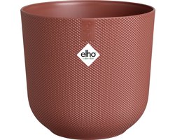 Elho Jazz Rond 19 Bloempot voor Binnen - Woonaccessoire van 100% Gerecycled Plastic - Ø 18.9 x H 17.6 cm - Toscaans rood