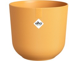 Elho Jazz Rond 35 Bloempot voor Binnen - Woondecoratie van 100% Gerecycled Plastic - Ø 34.5 x H 32.2 cm - Amber geel