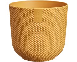 Elho Jazz Rond Mini 9cm - Kleine Bloempot voor Binnen - 100% Gerecycled Plastic - Ø 9.2 x H 8.5 cm - Amber geel