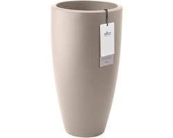 Elho June Round High 40 - Bloempot voor Binnen & Buiten - 100% Gerecycled Plastic - Ø 39.0 x H 70.1 cm - Balanced beige