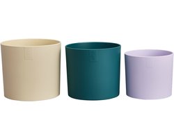 Elho Lex Pott set van 3 - Bloempotten voor Binnen - 100% Gerecycled Plastic - Ø 11. 13 en 14 cm - Fluweel crème