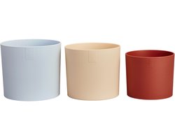 Elho Lex Pott set van 3 - Bloempotten voor Binnen - 100% Gerecycled Plastic - Ø 11. 13 en 14 cm - Hemelsblauw