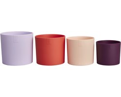 Elho Lex Pott set van 4 - Bloempotten voor Binnen - 100% Gerecycled Plastic - Ø 11. 13. 14 en 15 cm - Zacht lila