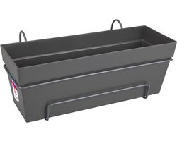 Elho Loft Urban Balkonbak Allin1 50 - Plantenbak voor Balkon Buiten - Ø 49.0 x H 20.5 cm - Antraciet