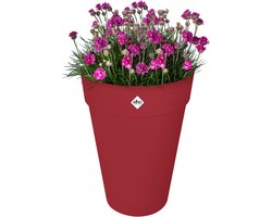 Elho Loft Urban Rond Hoog 42 - Grote Bloempot voor Buiten - Waterreservoir - 100% Gerecycled Plastic - Ø 42.0 x H 56.0 cm - Theater rood