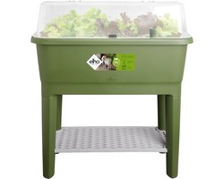 Elho Noa Kweektafel 80 - Kweekbak op Poten met Deksel - Waterreservoir - Ø 78.5 x H 34.2 cm - Mosgroen