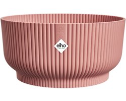 Elho Vibes Fold Bowl 25 - Plantenschaal voor Binnen - 100% Gerecycled Plastic - Ø 24.9 x H 12.1 cm - Delicaat roze