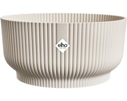 Elho Vibes Fold Bowl 25 - Plantenschaal voor Binnen - 100% Gerecycled Plastic - Ø 24.9 x H 12.1 cm - Linnen wit
