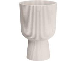 Elho Vibes Fold Coupe 14 - Bloempot voor Binnen - 100% Gerecycled Plastic - Ø 13.9 x H 21.0 cm - Linnen wit