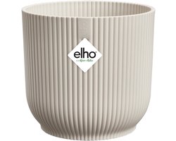 Elho Vibes Fold Rond 14 - Bloempot voor Binnen - 100% Gerecycled Plastic - Ø 14.1 x H 12.9 cm - Linnen wit