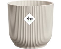 Elho Vibes Fold Rond 16 - Bloempot voor Binnen - 100% Gerecycled Plastic - Ø 16.1 x H 14.8 cm - Linen white