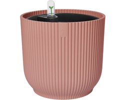 Elho Vibes Fold Rond 18 met Self-Watering Insert - Bloempot met Watermeter - 100% Gerecycled Plastic - Ø 18.3 x H 16.8 cm - Delicaat roze