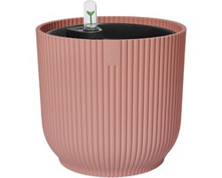 Elho Vibes Fold Rond 22 met Self-Watering Insert - Bloempot met Watermeter - 100% Gerecycled Plastic - Ø 22 x H 20.2 cm - Delicaat roze