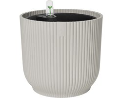 Elho Vibes Fold Rond 22 met Self-Watering Insert - Bloempot met Watermeter - 100% Gerecycled Plastic - Ø 22 x H 20.2 cm - Zijdewit